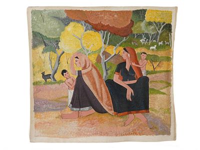 MID CENTURY INDIAN PAINTING SIGNED N. S. BENDRE. A mid-century Indian school oil painting on 