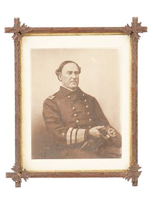 ANTIQUE 19TH C AMERICAN PHOTO OF DAVID GLASGOW FARRAGUT. An antique American sepia-toned photo 