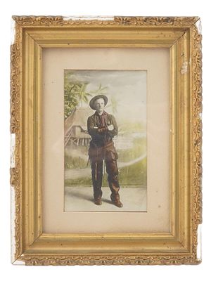 ANTIQUE AMERICAN PHOTOGRAPH ROUGH RIDER IN CUBA. An antique American photograph of a standing 
