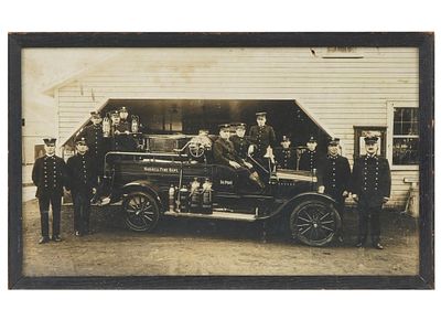AMERICAN THE HASKELL FIRE DEPARTMENT BW GROUP PHOTO. An American black and white group 
