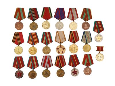 COLLECTION OF SOVIET ERA MILITARY AND CIVIL MEDALS. A collection of twenty Soviet-era military 