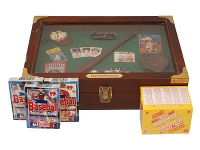 VINTAGE BASEBALL MEMORABILIA AND CARD PRODUCTS. A group of vintage baseball memorabilia and card 