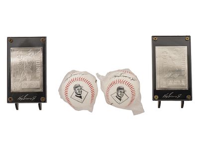 VTG KEN GRIFFEY JR. SILVER CARDS AND BASEBALL REPLICAS. A collection of Ken Griffey Jr. 