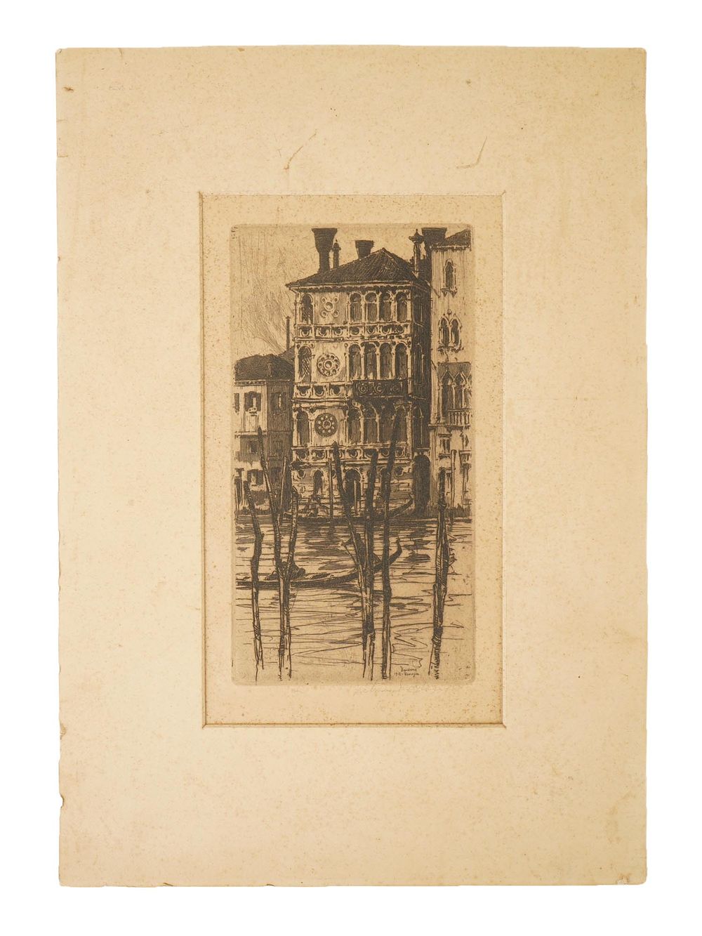 JAN C VONDROUS ANTIQUE ENGRAVING PALAZZO DARIO IN VENICE. An antique engraving depicting the 