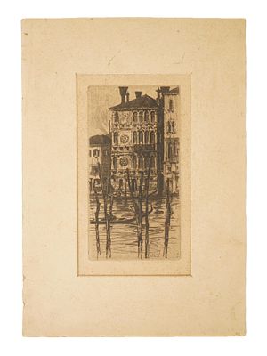 JAN C VONDROUS ANTIQUE ENGRAVING PALAZZO DARIO IN VENICE. An antique engraving depicting the 