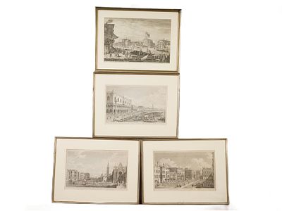 GROUP OF ANTIQUE ITALIAN CANALETTO ETCHINGS. A group of antique Italian Canaletto etchings, one 