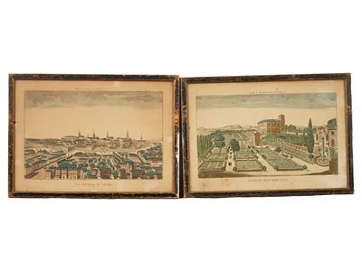LOT OF TWO ANTIQUE COLOR EUROPEAN ENGRAVINGS. A lot of two antique color European engravings. 