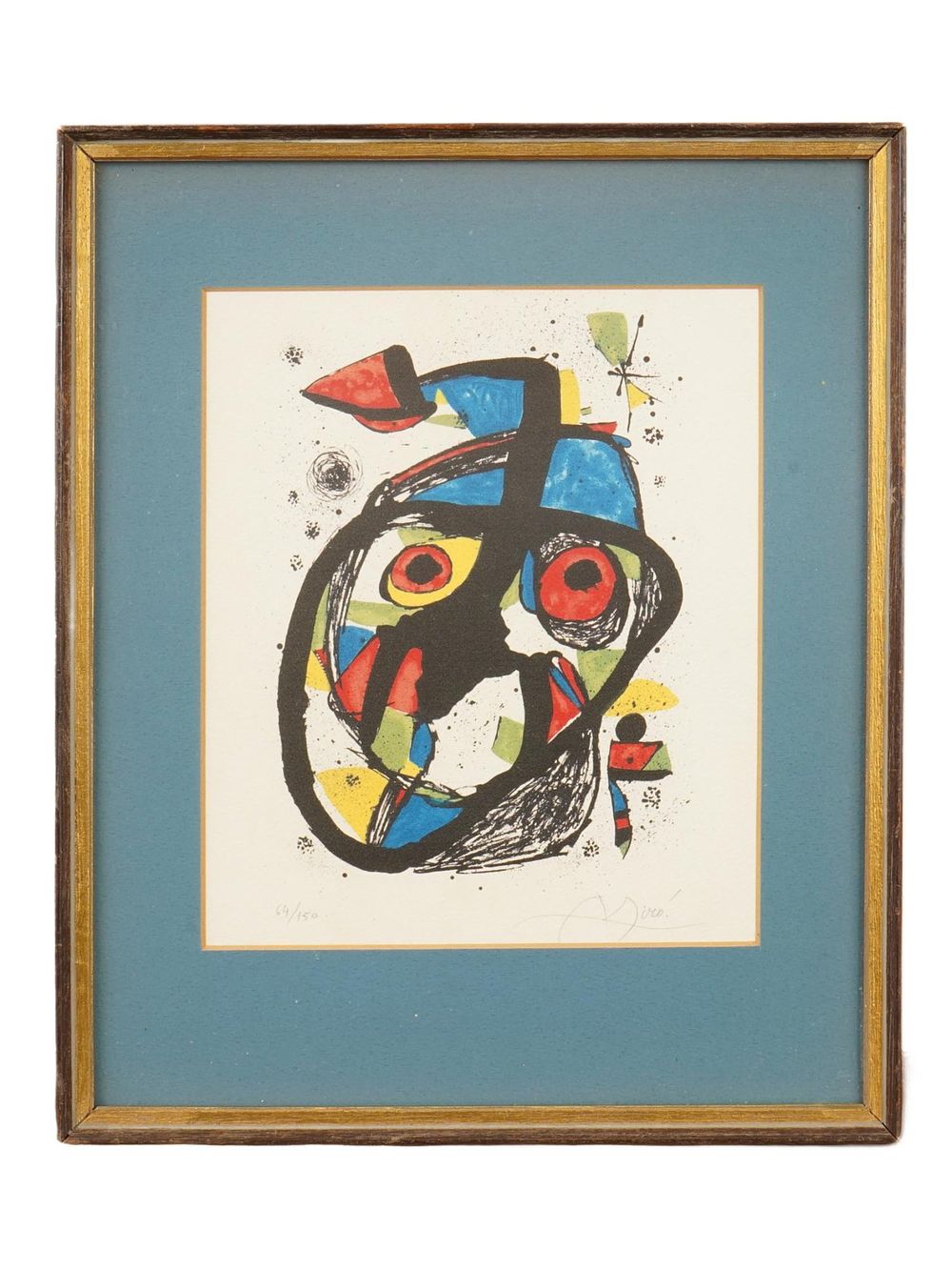 LIMITED EDITION COLOR LITHOGRAPH SIGNED JOAN MIRO. Color lithograph on paper, signed in pencil 