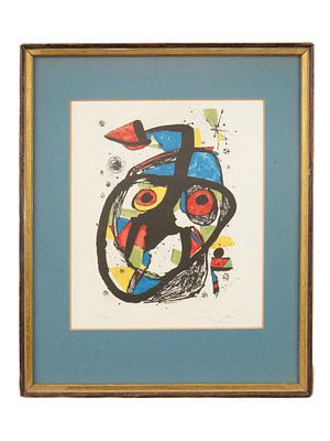 LIMITED EDITION COLOR LITHOGRAPH SIGNED JOAN MIRO. Color lithograph on paper, signed in pencil 