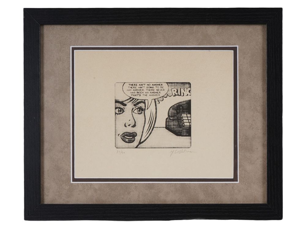 SIGNED ROY LICHTENSTEIN LIMITED EDITION ETCHING. A limited edition etching on paper depicting a 