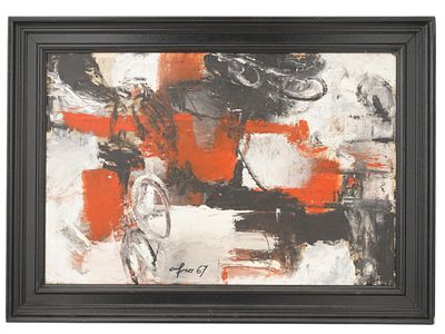 ПРИПИСЫВАЕТСЯ АФРО БАЗАЛДЕЛЛЕ, ДВУСТОРОННЯЯ АБСТРАКТНАЯ КАРТИНА. Винтажная итальянская 