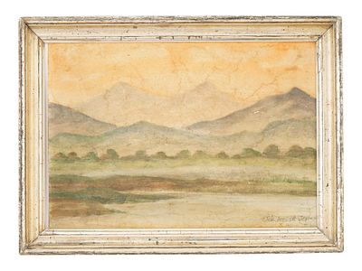 АКВАРЕЛЬНАЯ КАРТИНА, ПОДПИСАННАЯ РАБИНДРАНАТОМ ТАГОРОМ. Акварельная картина на бумаге 