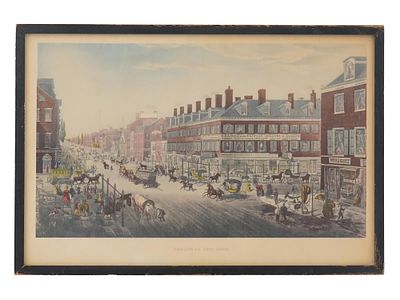 ANTIQUE AMERICAN HISTORICAL ENGRAVING BY JOHN HILL 1836. An antique American hand colored 