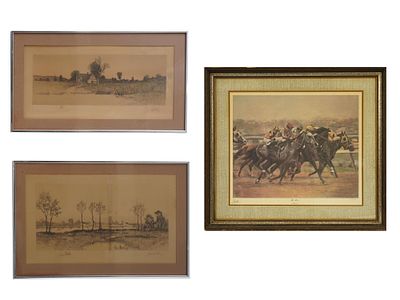 AMERICAN ETCHINGS BY G.W. BOHDE AND J. HALLER LANDSCAPE. A pair of antique American landscape 