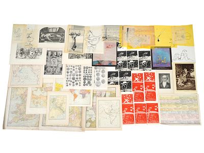 MIXED PORTFOLIO OF ASSORTED PRINTS AND SKETCHES. A mixed media portfolio including 19th century 