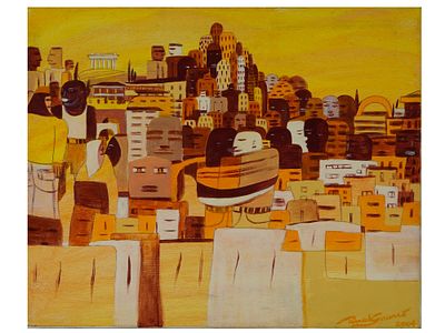 PIERRICK GAUME FRENCH PAINTING THE HOT CITY 2004. Pierrick Gaume, French, born 1971, an acrylic 