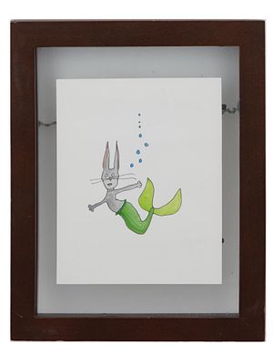 JENNIFER MILLS CONTEMPORARY MIXED MEDIA PAINTING. Felt-tip pen and ink on paper painting. 