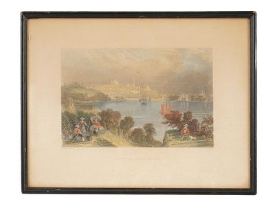 АНТИКВАРНАЯ ЦВЕТНАЯ ГРАВЮРА СЭМЮЭЛА ФИШЕРА ПОСЛЕ БАРТЛЕТТА. Антикварная стальная цветная гравюра 