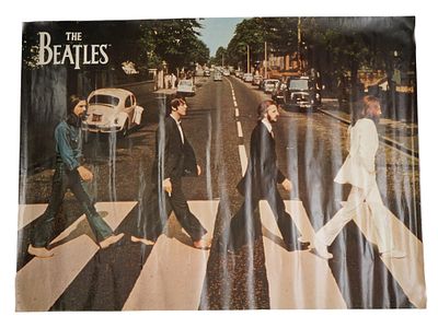 ПЛАКАТ ОБЛОЖКИ АЛЬБОМА THE BEATLES ABBEY ROAD. Винтажный американский плакат The Beatles 