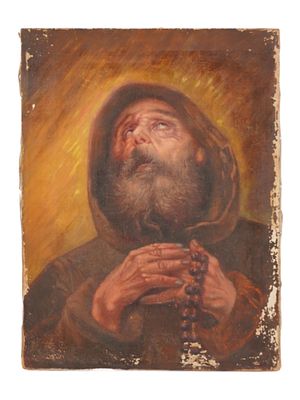 ЕВРОПЕЙСКИЙ ПОРТРЕТ СВЯТОГО ФРАНЦИСКА ИЗ ПАОЛЫ, НАПИСАННЫЙ МАСЛОМ. Европейская картина маслом на 