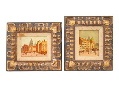 ДВЕ ВИНТАЖНЫЕ ЕВРОПЕЙСКИЕ ПАРИЖСКИЕ КАРТИНЫ, ПОДПИСАННЫЕ БОННЕ. Лот из двух винтажных 