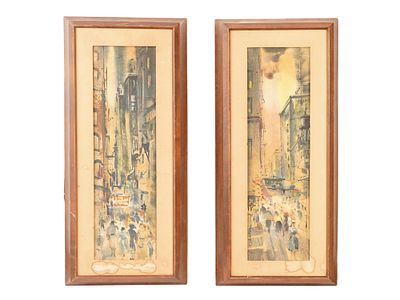 ЯПОНСКИЕ ЧЕХЛЫ ДЛЯ ДИНАМИКОВ, РАБОТА АЦУШИ КИКУЧИ. Пара акварельных картин на льняном холсте 