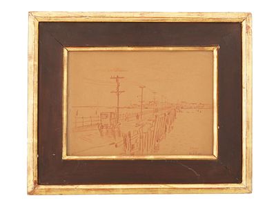 АТРИБУТИРУЕМАЯ ДАВИДУ БУРЛЮКУ ПЕЙЗАЖНАЯ КАРТИНА ЦВЕТНЫМ КАРАНДАШОМ. Атрибутируется Давиду 