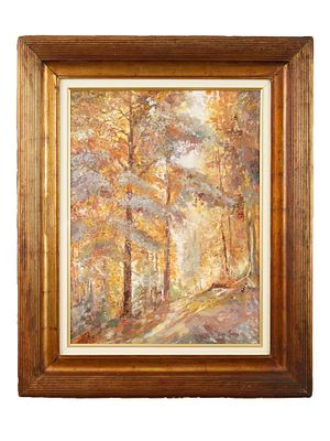 РУССКИЙ ПЕЙЗАЖ МАСЛОМ, ПОДПИСАН ИГОРЕМ ГРАБАРЕМ. Картина маслом на холсте, изображающая осенний 