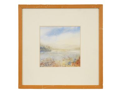 ПОСТИНДУСТРИАЛЬНАЯ АКВАРЕЛЬНАЯ КАРТИНА, ПОДПИСАННАЯ. Модернистская акварельная картина на бумаге 