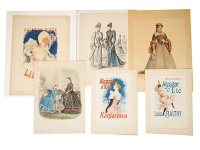 ANTIQUE FRENCH ADVERTISEMENT ENGRAVINGS AND LITHOGRAPHS. A collection of six antique French 
