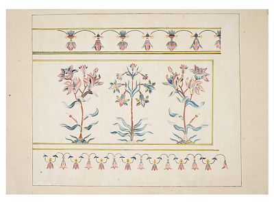 COMPANY SCHOOL PIETRA DURA MIXED MEDIA PAINTING. A mixed media painting on paper belongs to the 