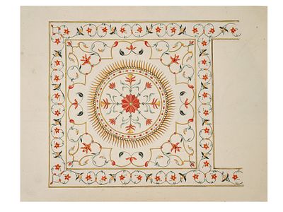 COMPANY SCHOOL PIETRA DURA MIXED MEDIA PAINTING. A mixed media painting on paper belongs to the 