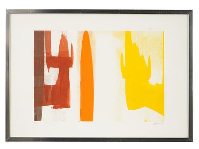 AMERICAN ABSTRACT MONOTYPE BY KRISTEN GIPSON SIGNED. Kristen Gipson, a Modernist American artist 