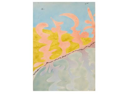 MODERN LITHOGRAPH ABSTRACT COMPOSITION SIGNED. A modern lithograph on paper mounted on canvas 