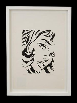 LITHOGRAPH ATTR TO ROY LICHTENSTEIN GIRL W HAIR RIBBON. A lithograph titled Girl with Hair 