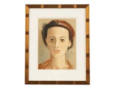 FRENCH FEMALE PORTRAIT LITHOGRAPH AFTER ANDRE DERAIN. A color lithograph on paper depicting a 