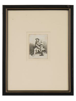 CORNELIS BEGA DUTCH ETCHING SITTING MAN WITH HIS HAT. Cornelis Bega, Dutch, 1631 to 1664, an 