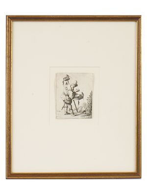 DAVID DEUCHAR AFTER JAN VAN VLIET ETCHING RAT CATCHER. An antique Scottish etching on paper 