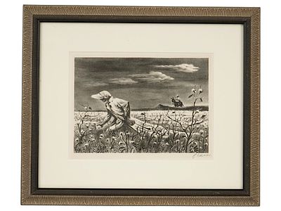 GEORGES SCHREIBER AMERICAN LITHOGRAPH. A vintage limited edition lithograph titled Cotton 