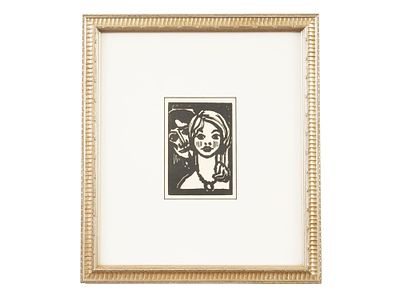 GERMAN EXPRESSIONIST WOODCUT PRINT AFTER EMIL NOLDE. A woodcut print, A Man and a Young Girl 