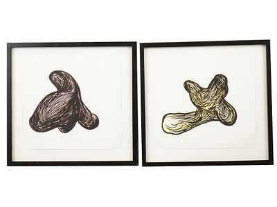 AMERICAN HAND COLORED LITHOGRAPHS BY JUSTINE WAITKUS. A pair of American hand colored 