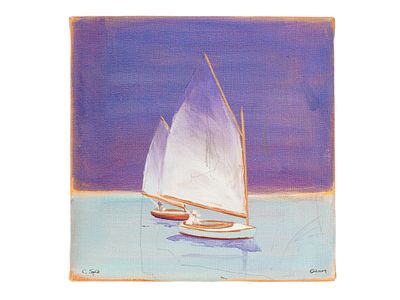 AFTER CAROL SAXE THE CATBOAT RACE PRINT ON CANVAS 2009. A print on canvas after the Catboat Race 