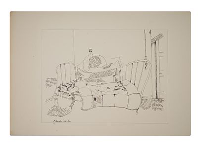 VINTAGE 1974 RUSSIAN LITHOGRAPH BY MIHAIL CHEMIAKIN. A vintage, 1974, limited edition surreal 