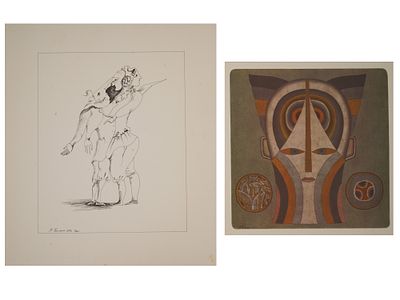 LITHOGRAPH AND LITHOGRAPH BROCHURE BY MIHAIL CHEMIAKIN. A lot of two vintage Russian items, a 