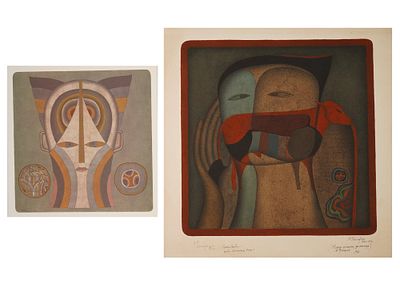 ETCHING AND LITHOGRAPH BROCHURE BY MIHAIL CHEMIAKIN. A lot of two vintage Russian items, an 