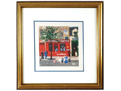 MICHEL DELACROIX FRENCH CITYSCAPE LITHOGRAPH. Color lithograph on paper by Michel Delacroix 