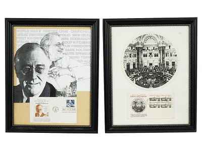 VINTAGE AMERICAN FDC SETS ROOSEVELT LIBRARY OF CONGRESS. Two vintage sets of American history 