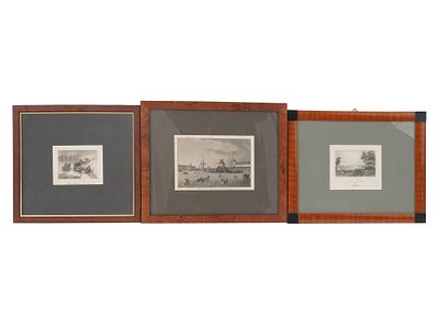THREE ANTIQUE RUSSIAN MOSCOW PETERSBURG ETCHINGS. Three antique Russian etchings entitled A 