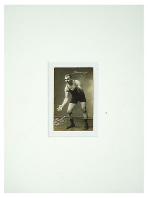 ANTIQUE RUSSIAN PHOTOGRAPH MALE WRESTLER BYSTROV 1913. An antique Russian black-and-white 