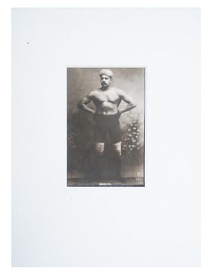 ANTIQUE RUSSIAN PORTRAIT PHOTO OF INDIAN WRESTLER. An antique Russian black and white photograph 